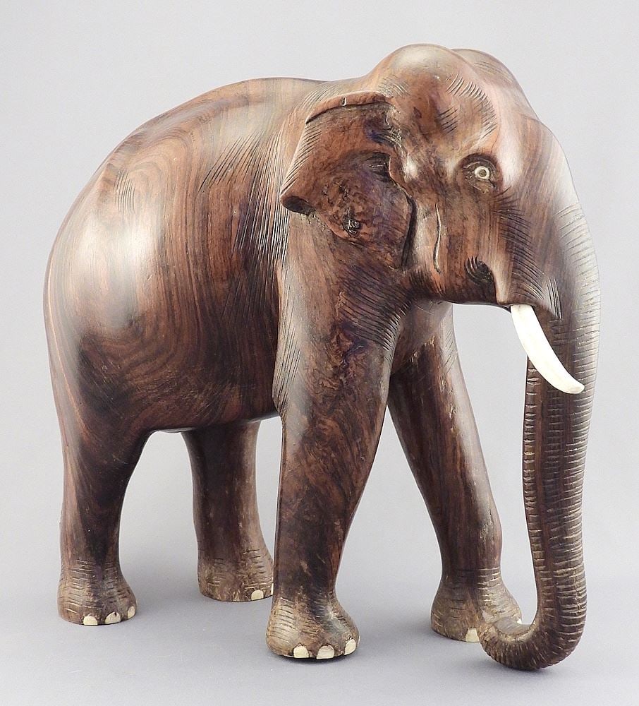 Carved Teak Elephant, 12 1/4"h. (1 of 5)