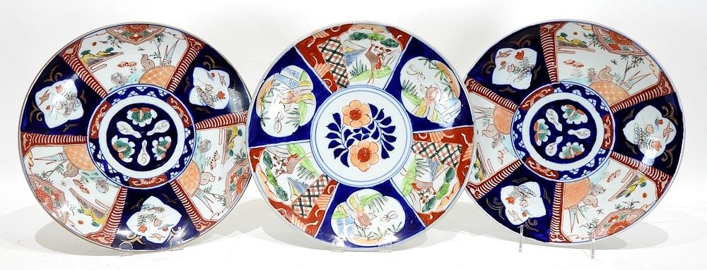 Three Japanese Imari Dishes, 12 1/4" Diameter. (1 of 4)
