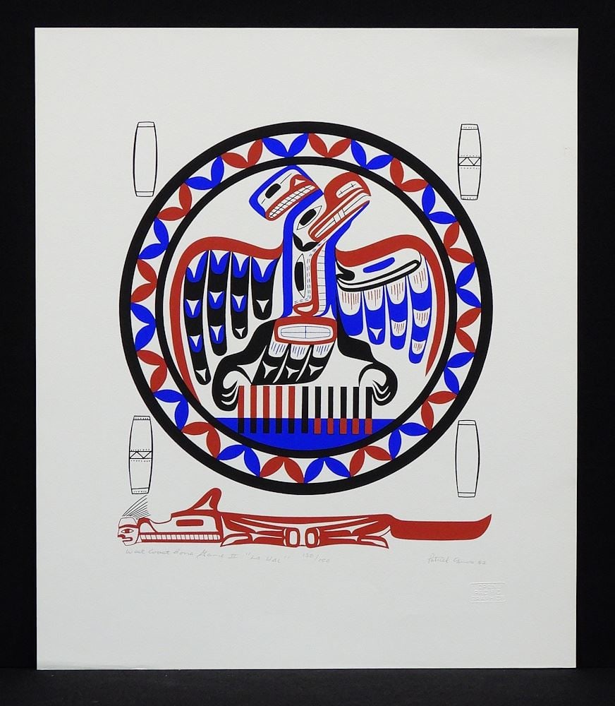 Nuu-Chah-Nulth Serigraph signed Patrick Amos '82, 17 3/4 x 15", "La Hal" #130/150. (1 of 3)