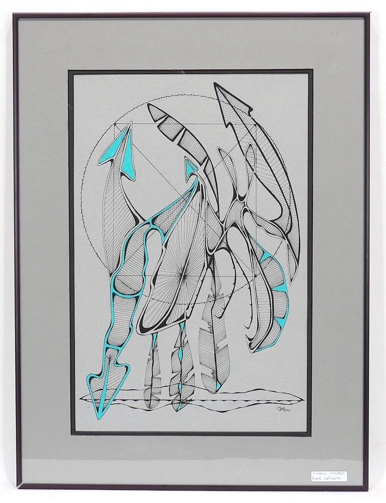 Mixed Media on Paper signed w/ Monogram Eugene LeFrancois, 17 1/2 x 11 3/8", "Floating...". (1 of 3)