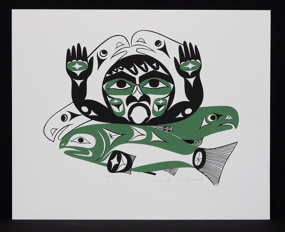 Hesquiaht Serigraph signed Tim Paul 1993, 14 x 17 1/4", "Hiita Vtl" #66/ 145. (1 of 3)