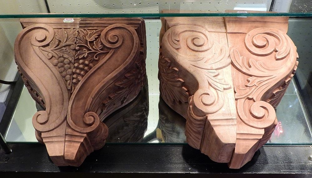 Two Pair of Southeast Asian Mahogany Corbels, 11 1/4" High (1 of 1)