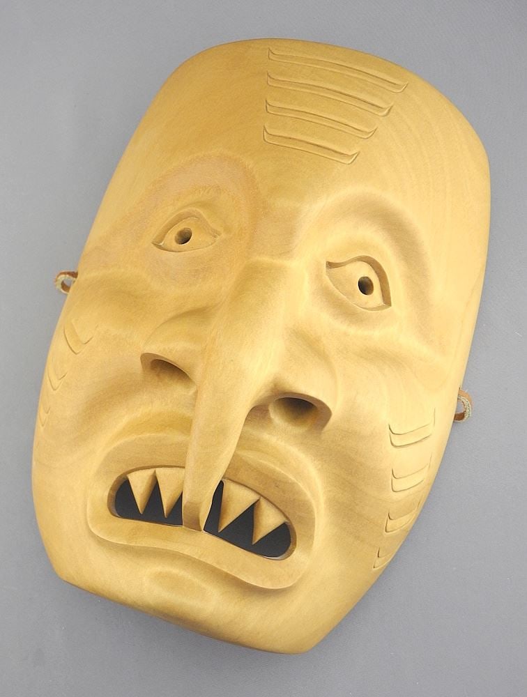 Nuu-Chah-Nulth Mask signed Larry Greene, 10 1/2" "Dogfish".: Nuu-Chah-Nulth Mask signed Larry Greene, 10 1/2" "Dogfish".