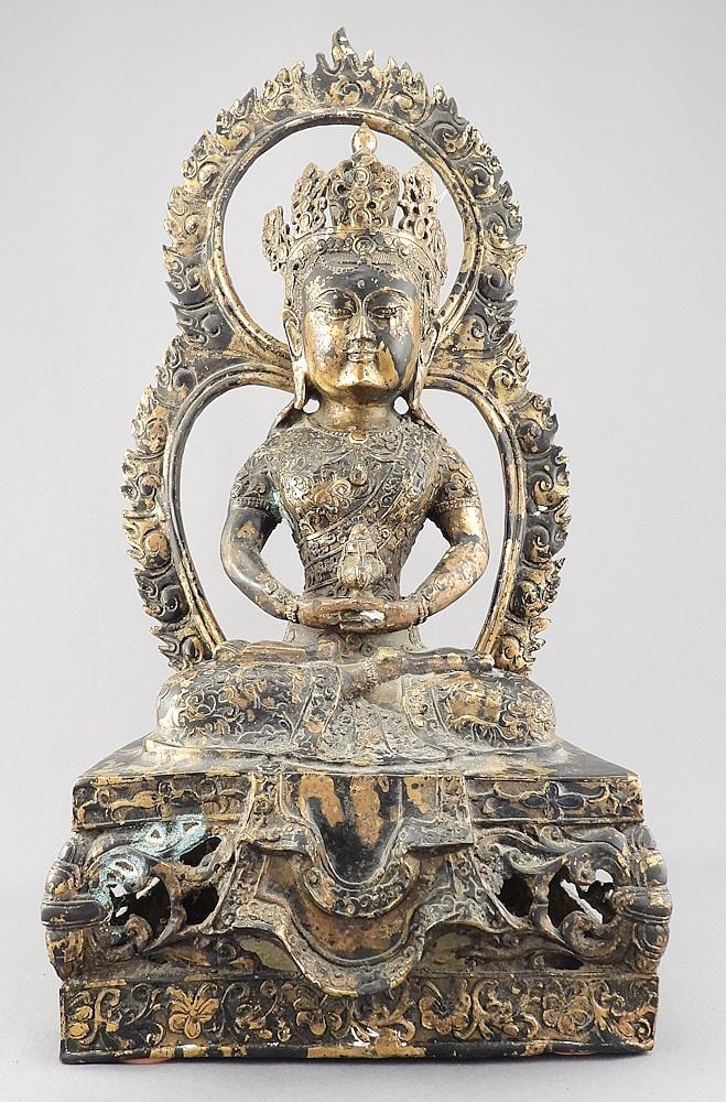 Gilt Metal Statue of the Buddha, 15 3/4"h. (1 of 3)