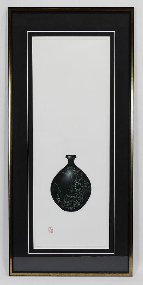 Woodcut signed Hadu Maki '82, 24 1/2 x 8 3/4", "Collection -64". (1 of 4)