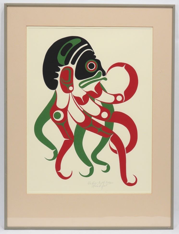 Kwagiulth Serigraph signed Richard Hunt, 17 1/2 x 13", "Kwa-Gulth Octopus" #55/55. (1 of 3)