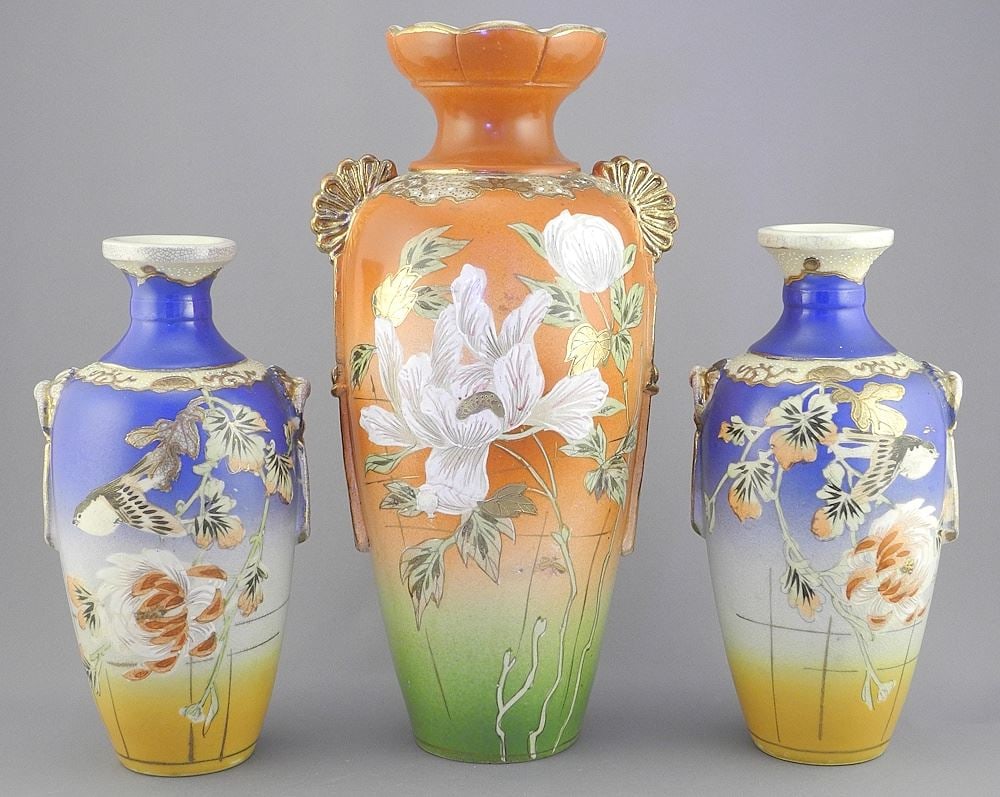Three Satsuma Vases, 8 1/2 - 11 1/2" h. (1 of 3)