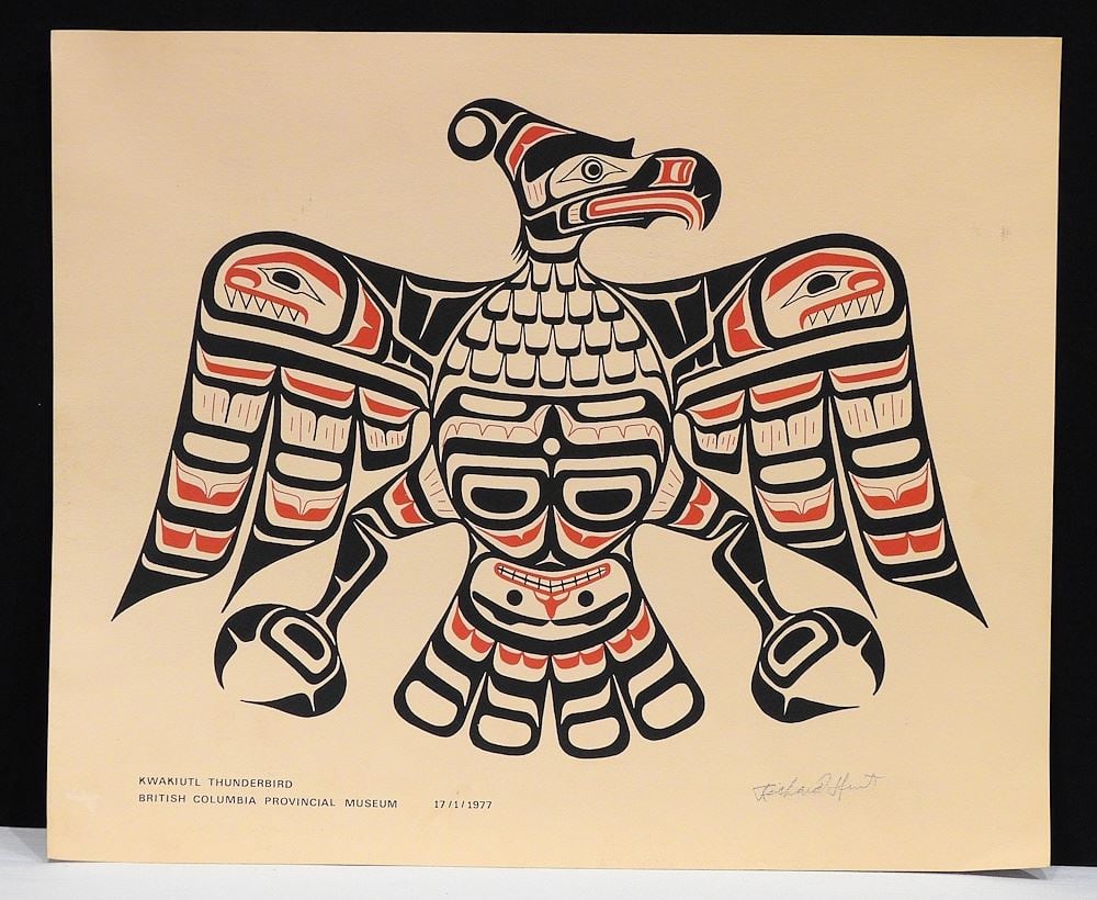Richard Hunt Design Serigraph , 15 x 18", "Kwakiutl Thunderbird", unframed.: Richard Hunt Design Serigraph , 15 x 18", "Kwakiutl Thunderbird", unframed.