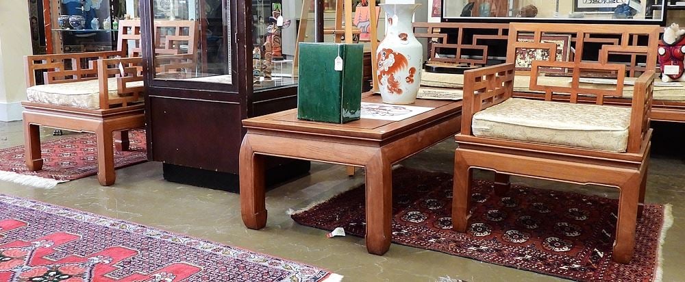 Pair of George Zee & Co. Hong Kong Fretwork Armchairs. (1 of 5)