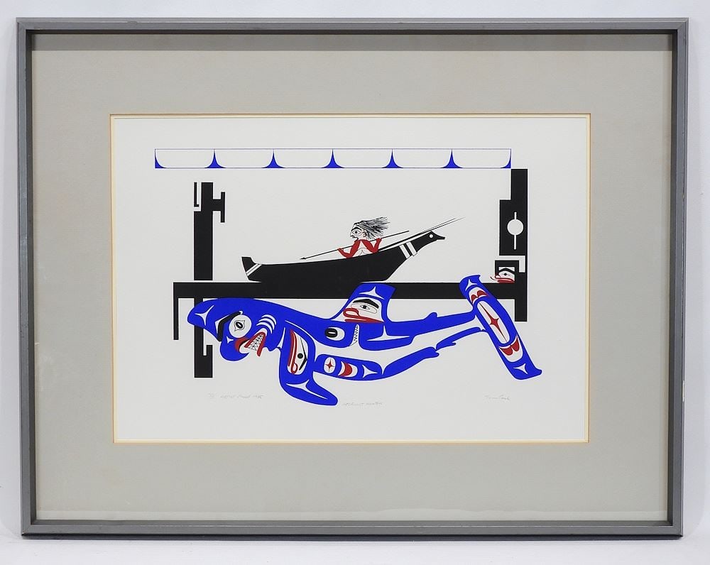 Hesquiat Serigraph signed Tim Paul, 13 x 19", "Hesquiat Hunter" A/P 1985 (1 of 3)