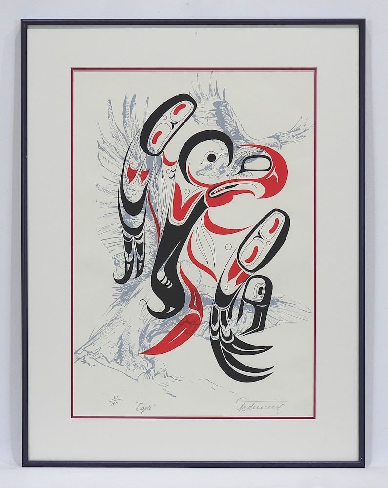 Northwest Coast Serigraph signed indistinctly, 18 x 12 3/8", "Eagle" #21/100. (1 of 3)