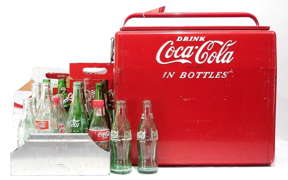 Vintage Coca-Cola Cooler Containing Coca-Cola Bottles, 20 1/4"L. (1 of 6)