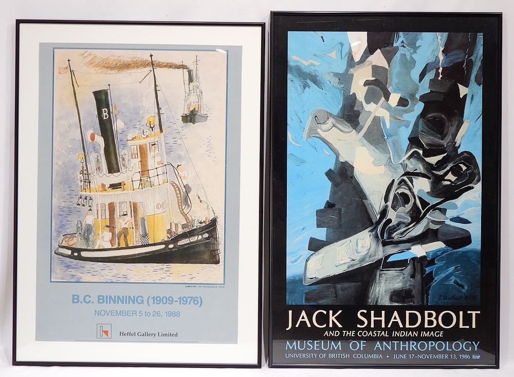 Two Exhibition Posters: BC Binning & Jack Shadbolt, Larger 30 1/2 x 19 1/2". (1 of 3)