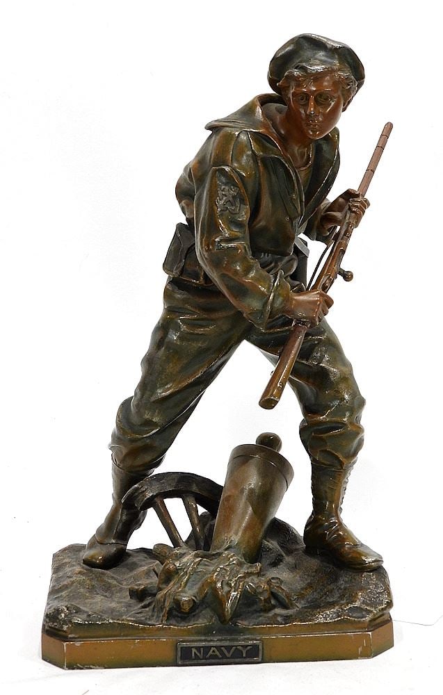 Bradley & Hubbard Spelter "Navy" Figure, 13"h (barrel replaced/stock restored). (1 of 4)