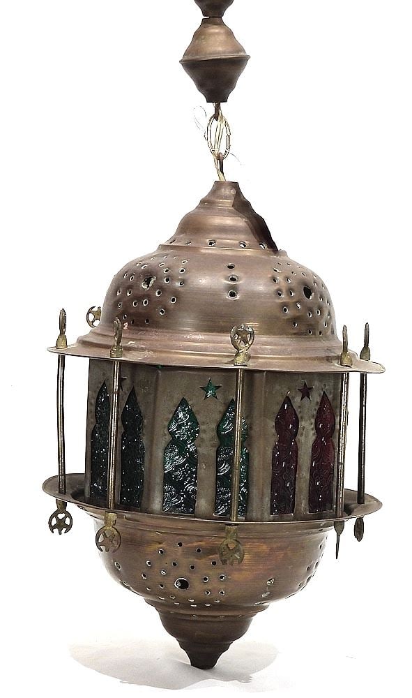 Mid Eastern Brass Pendant Lantern, 16"h. (1 of 3)