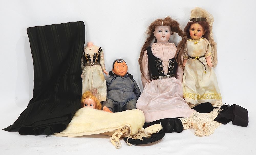 Armand Marseilles Germany 370 6/10 Porcelain Head Doll - 17 3/4", With Others. (1 of 2)