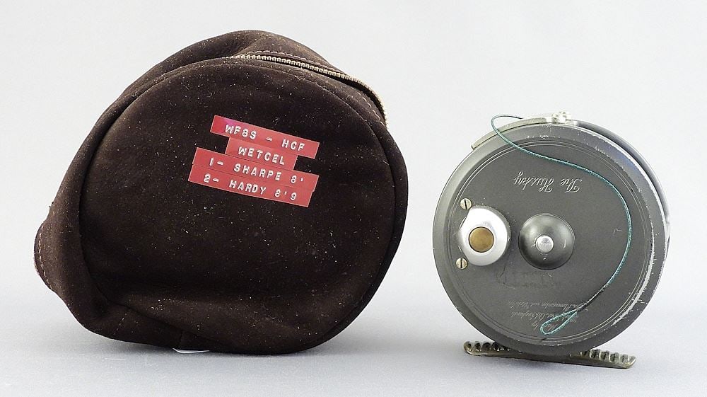 Hardy "The Husky" Fly Reel w/Soft Pouch (as found). (1 of 4)