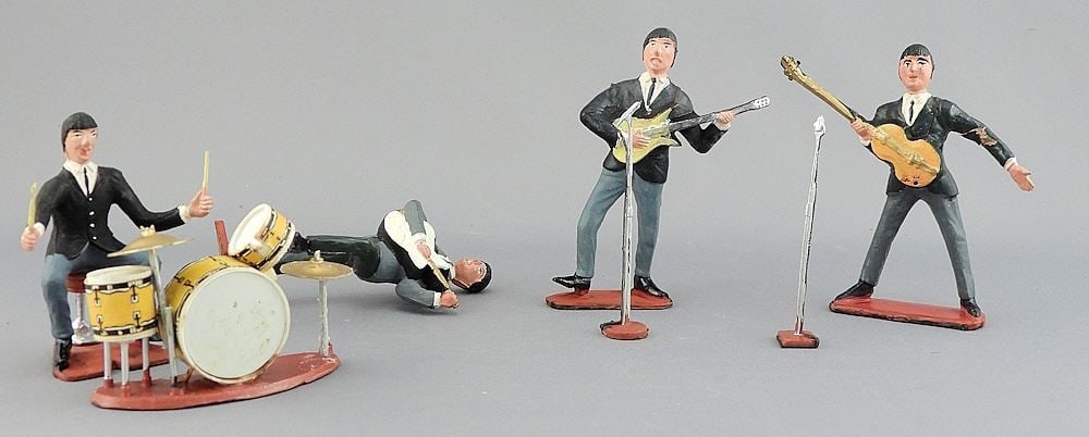 Set of Vintage Plastic "Beatles" Cake Toppers, Approximately 3 1/2"h. (1 of 2)