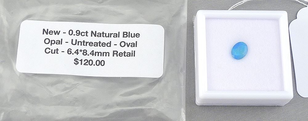 Oval Cut Natural 0.9ct Blue Opal, 8.4mm.: Oval Cut Natural 0.9ct Blue Opal, 8.4mm.