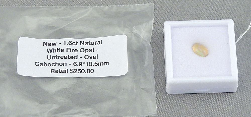 1.6ct Oval Cut Natural White Fire Opal, 10.5mm.: 1.6ct Oval Cut Natural White Fire Opal, 10.5mm.