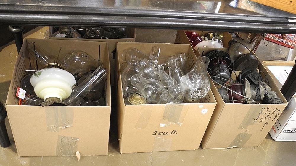 Large Collection of 19th & 20th Century Oil Lamps/ Shades/ Parts (1 of 3)