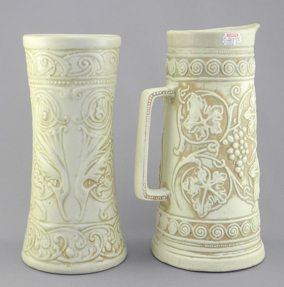 Weller Pottery Vase & Pitcher, 9 5/8"h. (1 of 2)