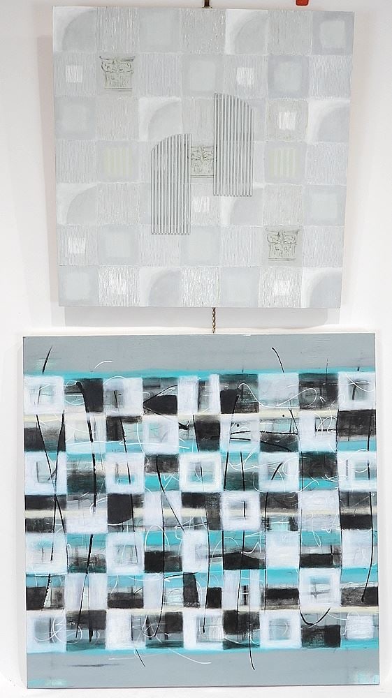 Two Mixed Media signed L. (Linda) Peters, Larger 30 x 30" "The Edge of Knowing". (1 of 6)