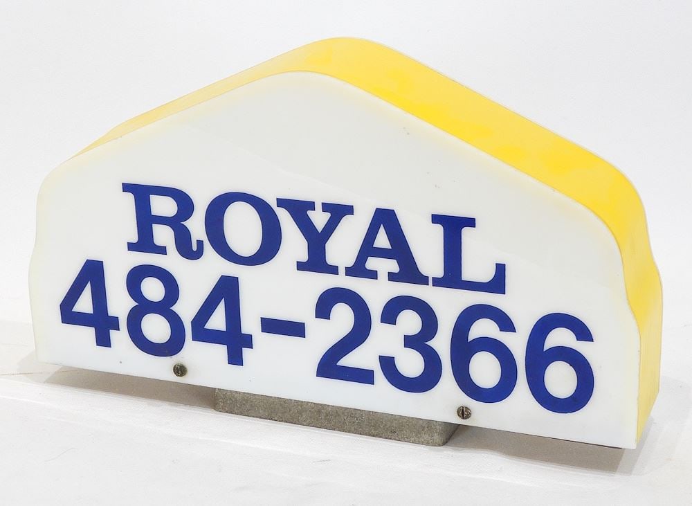 Vintage "Royal" Taxi Vehicle Sign, 13"L. (1 of 2)