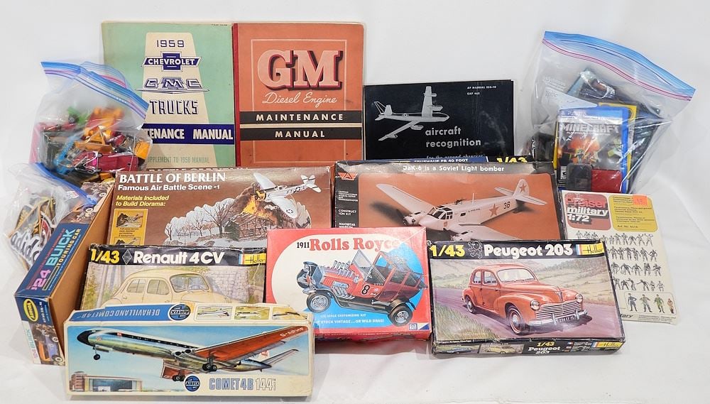 Collection of Scale Models in Boxes w/"Fashions by Mattel"/Embroidery Patches/Toy Cars. (1 of 4)