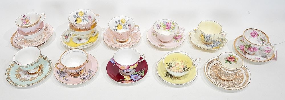 Collection of Bone China Teacups & Saucers. (1 of 3)