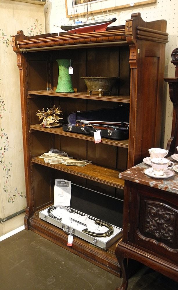 Eastlake Style Elm Book Shelf, 60"h. (1 of 1)
