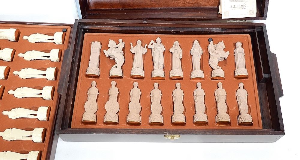 Franklin Mint "The Great Crusaders Chess Set", 20" (chip noted). (1 of 4)