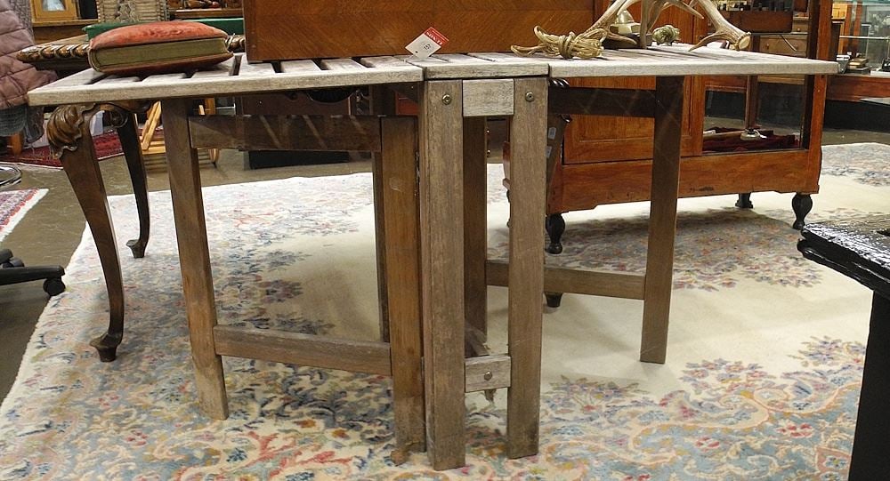 Natural Teak Folding Drop Side Table , 28 3/8"h. (1 of 2)