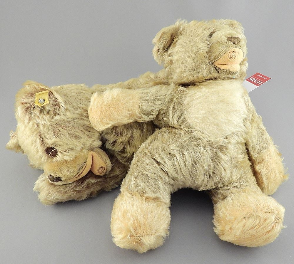 Two Mohair Stuffies: Steiff w/Button (13"L) & Unmarked, 11"h. (1 of 4)