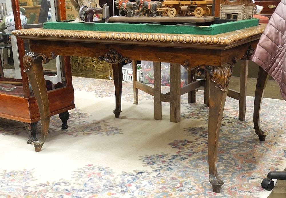 European Gadrooned Hardwood Desk Top , 51"L (no base). (1 of 2)