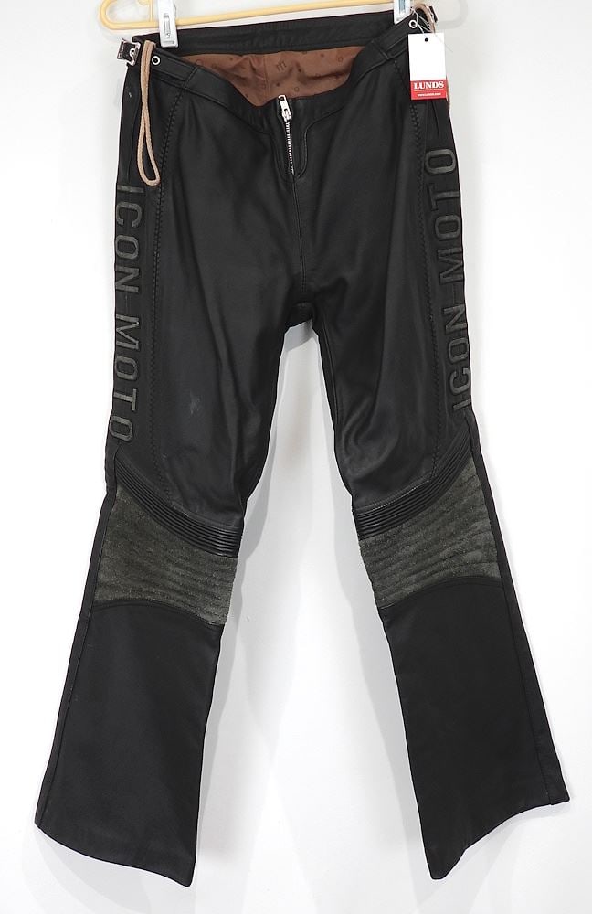 Icon Moto Bomb Shell Ladies Leather Motorcycle Pants, Size 7. (1 of 3)