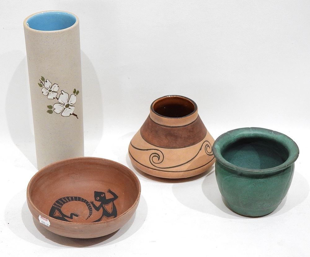 Four Vases & Dishes: Pigeon Forge Pottery Tenn Plus 3, 2 1/8 - 9 3/4"h (1 of 4)