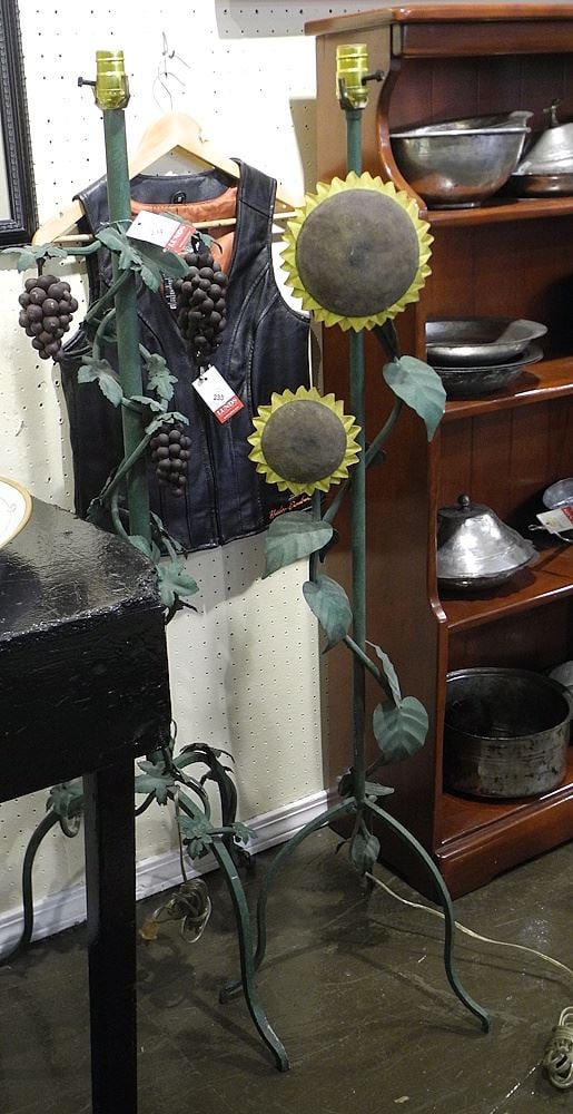 Two Botanical Metal Work Floor Lamp 48"h (lacking plug). (1 of 1)