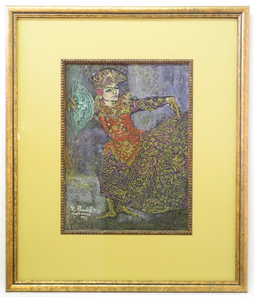 Thai Pastel Signed Panuluh 1992, 16" x 11 3/4", "Mak Dancer". (1 of 3)