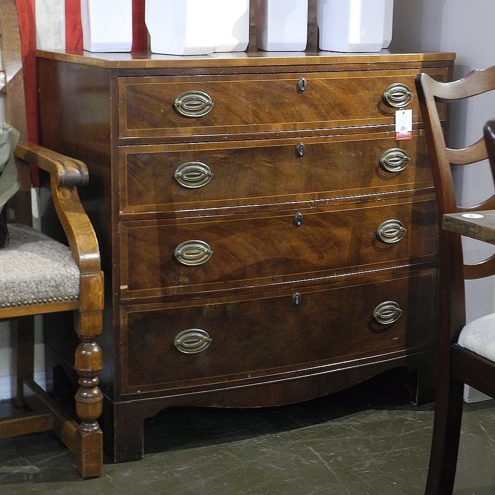 Baker Furniture Bow Front Mahogany Chest of Drawers, 35"h. (1 of 3)