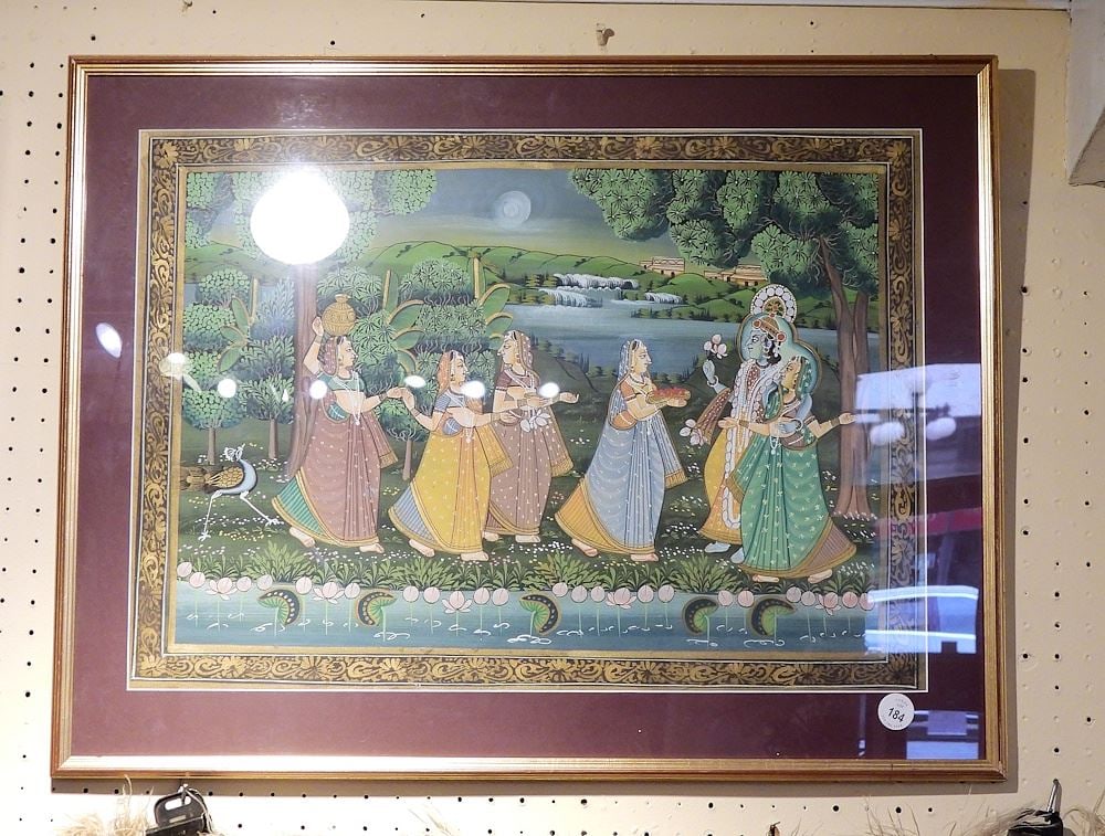 Indian painting on silk.: Indian painting on silk.