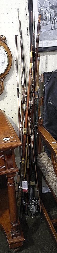 Collection of Old Fishing Rods Including One Split Cane. (1 of 1)