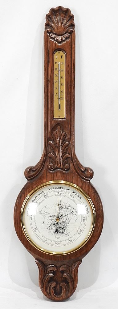 Dutch Oak Wall Barometer, 32"h. (1 of 3)