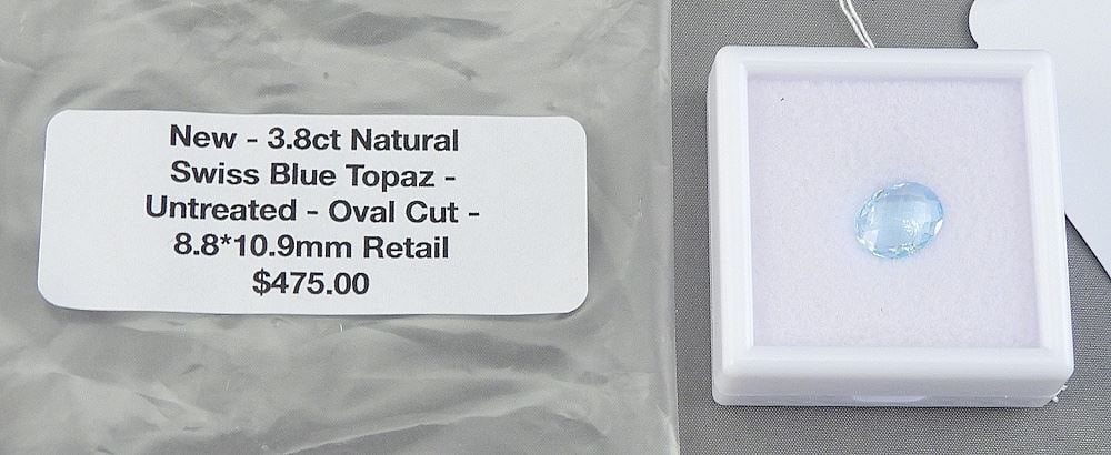 3.8ct Oval Cut Natural Swiss Blue Topaz, 10.9mm. (1 of 3)