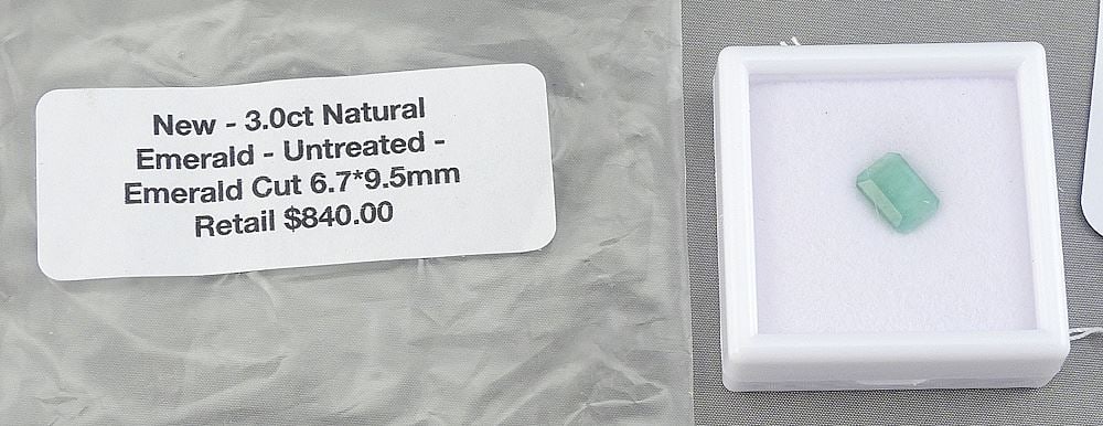 3.0ct Emerald Cut Natural Emerald, 9.5mm.: 3.0ct Emerald Cut Natural Emerald, 9.5mm.