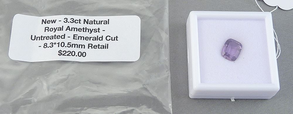 3.3ct Emerald Cut Natural Royal Amethyst, 10.5mm.: 3.3ct Emerald Cut Natural Royal Amethyst, 10.5mm.