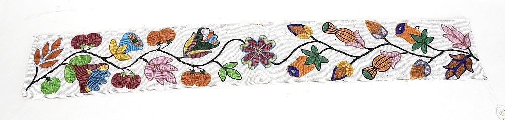 19th C. Long Beaded Panel w/Hooks & Eyes, 5 3/4 x 37 1/2" (losses noted) (1 of 5)