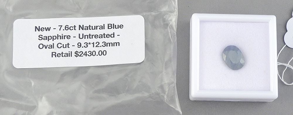 7.6ct Oval Cut Natural Blue Sapphire, 12.3mm.: 7.6ct Oval Cut Natural Blue Sapphire, 12.3mm.