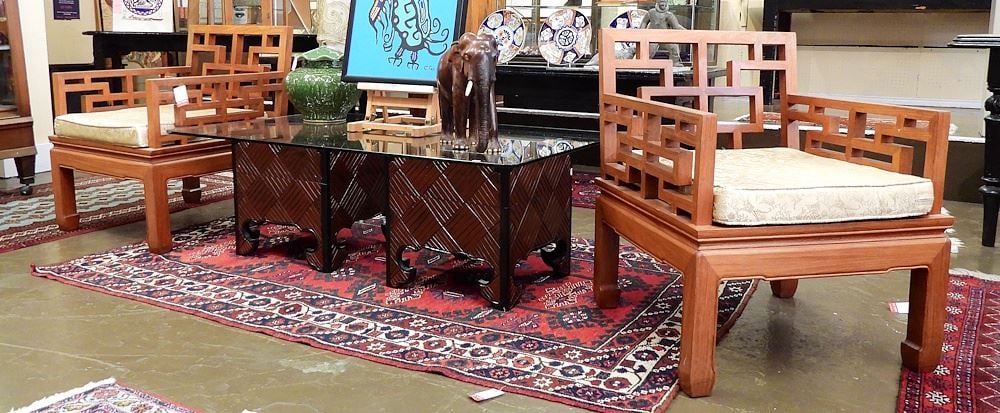 Pair of George Zee & Co. Hong Kong Fretwork Armchairs. (1 of 4)