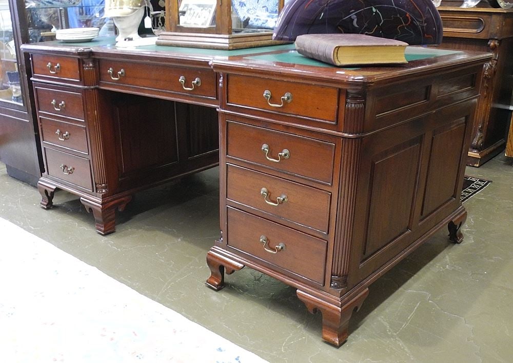 South East Asian Mahogany Partner's Desk.: South East Asian Mahogany Partner's Desk.